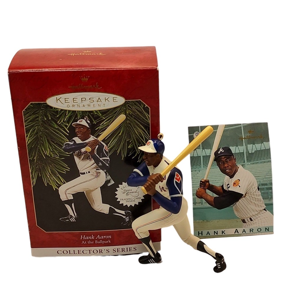 Hallmark Keepsake 1997 Hank Aaron at the Ballpark Christmas Ornament Box Card